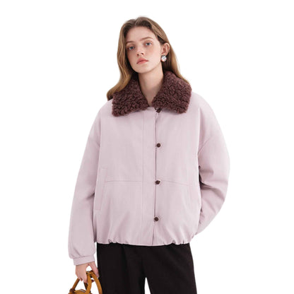 Retro Chic | 着脱式ファー襟 バイカラー ジャケット