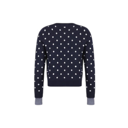 French Retro Polka Dot Bow Knit - すっきりとした背面のレイヤードデザイン