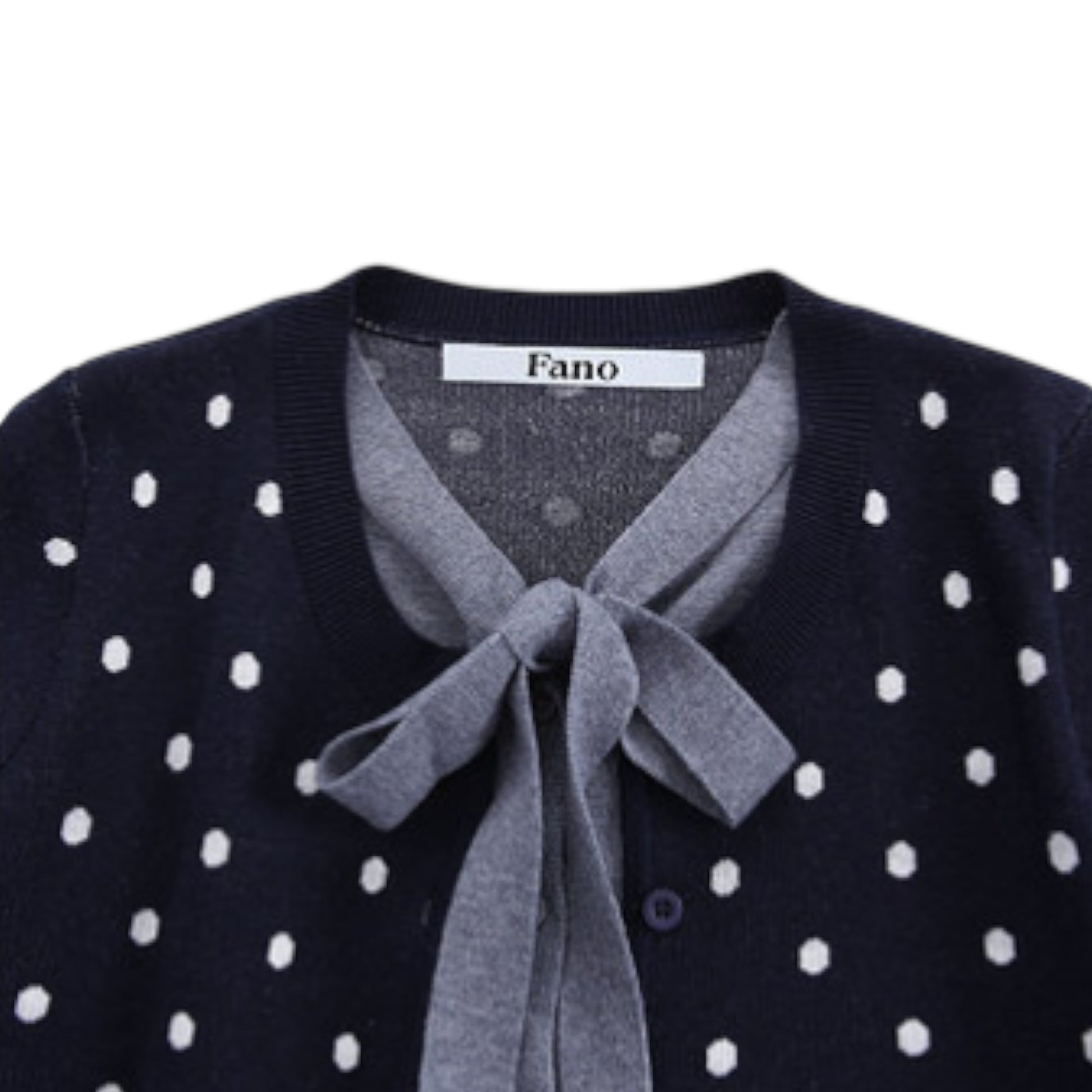 French Retro Polka Dot Bow Knit - 高品質なニット素材と繊細なドット刺繍の質感
