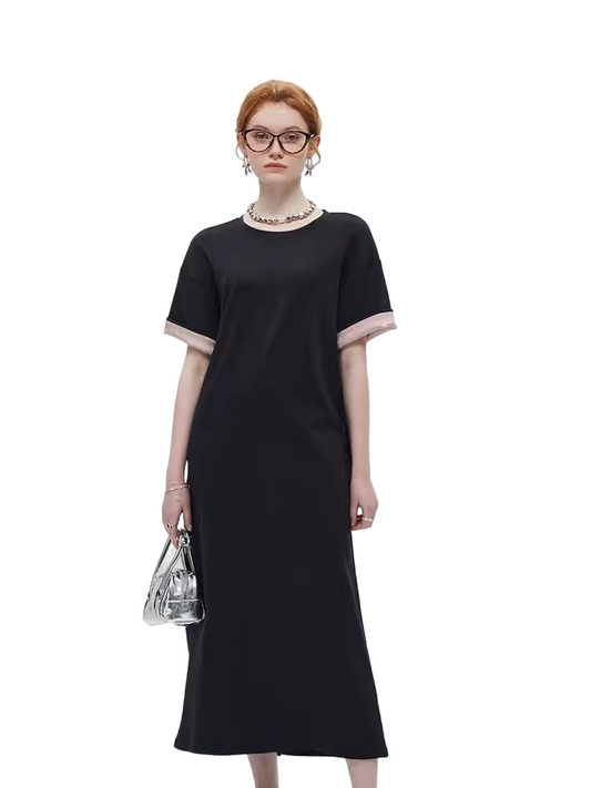 Rolled Up Sleeve Long Tee Dress ロールアップ　スリーブ　半袖　Tシャツ　ドレス　ワンピース