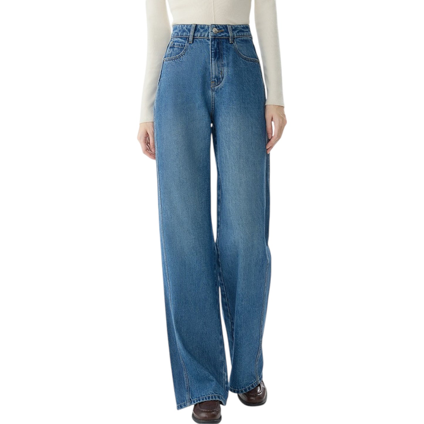 FANSILANEN High waist loose deconstructed design wide leg jeans ハイウエスト ルーズデコンストラクトデザイン ワイドレッグジーンズ