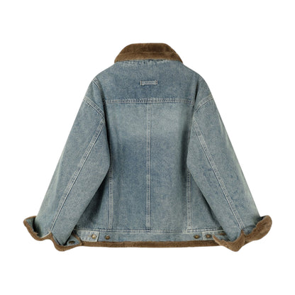 XinmonLee Vintage style retro Maillard stand collar denim jacket ビンテージ スタイル レトロ マイラード スタンドカラー デニムジャケット