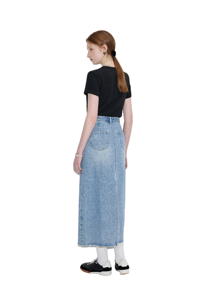 Retro Lace Denim Skirt