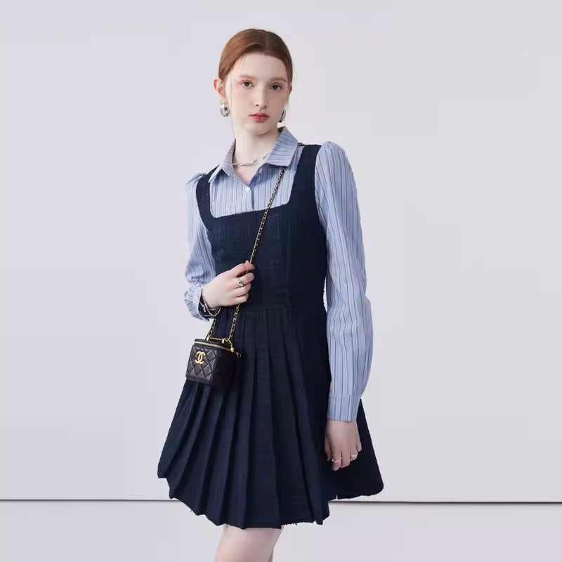 Navy Bicolor Tweed Jacket Dress Set up ネイビーバイカラーツイードジャケット ワンピース セットアップ