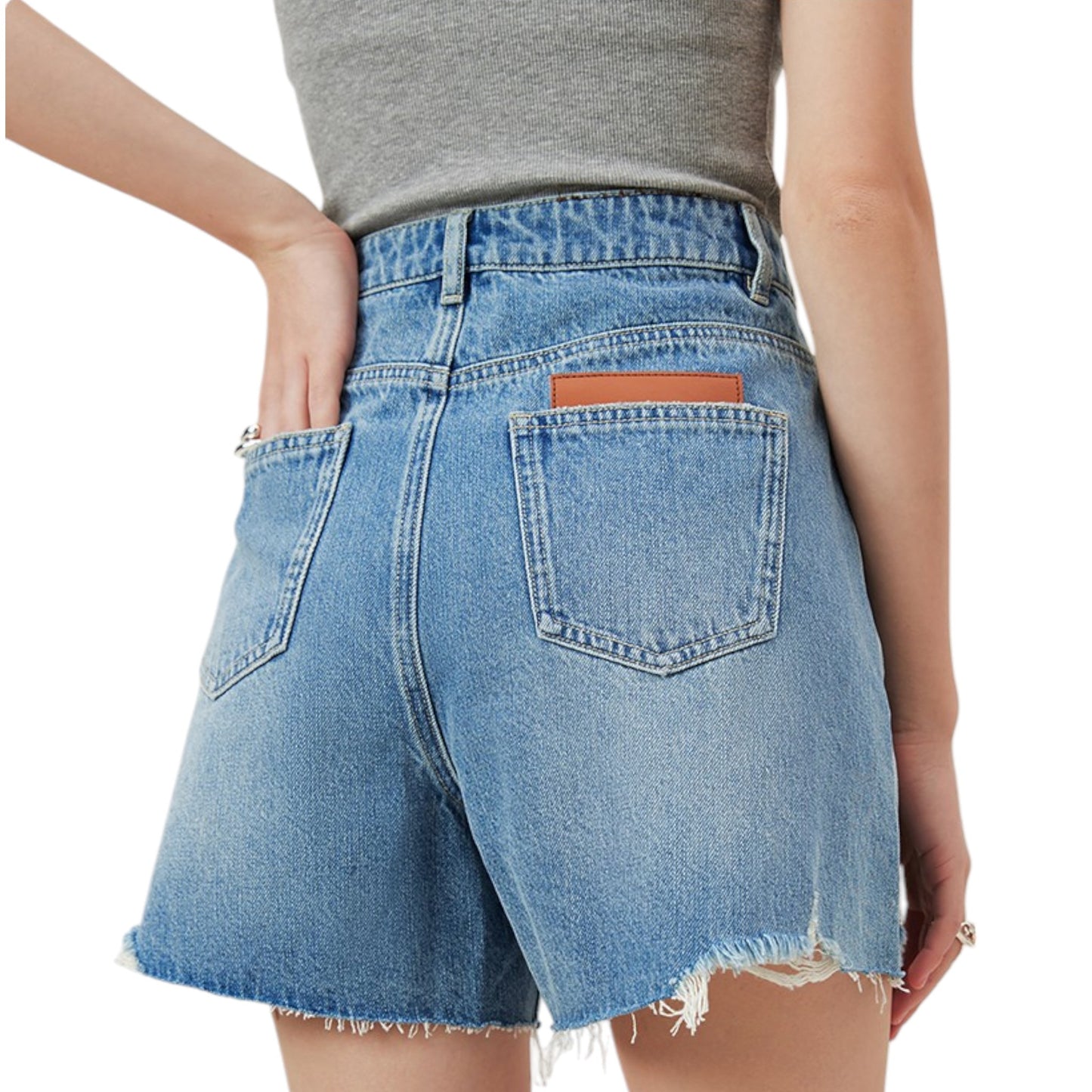 FANSILANEN fashionable high street denim shorts ハイストリートデニムショートパンツ