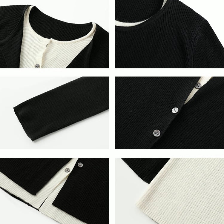 A simple and high-end layered long-sleeve top シンプルでハイエンドのレイヤード長袖トップ