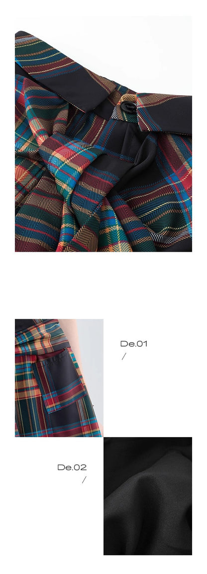 Layered Shirt Design Plaid Skirt Pant チェック柄　腰にシャツを巻いたように見える　スカートのように見えるキュロット　パンツ