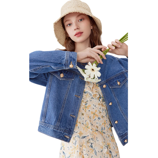 C Style Round Neck Denim Jacket C　スタイル　ラウンドネック　デニム　ジャケット　Gジャン