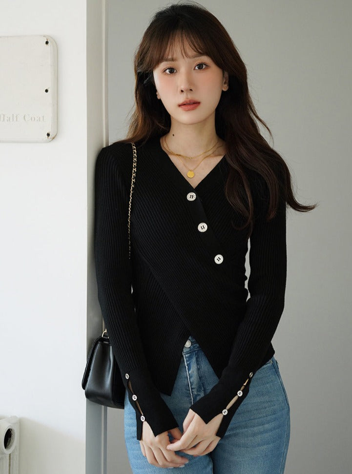 V-NECK LONG SLEEVE BLOUSE