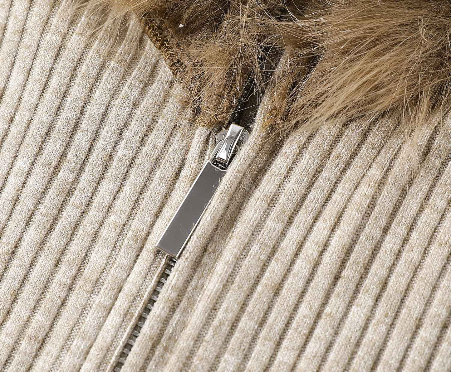 "High-End V-Neck Zip Cardigan" フリンジ Vネック ジップニット