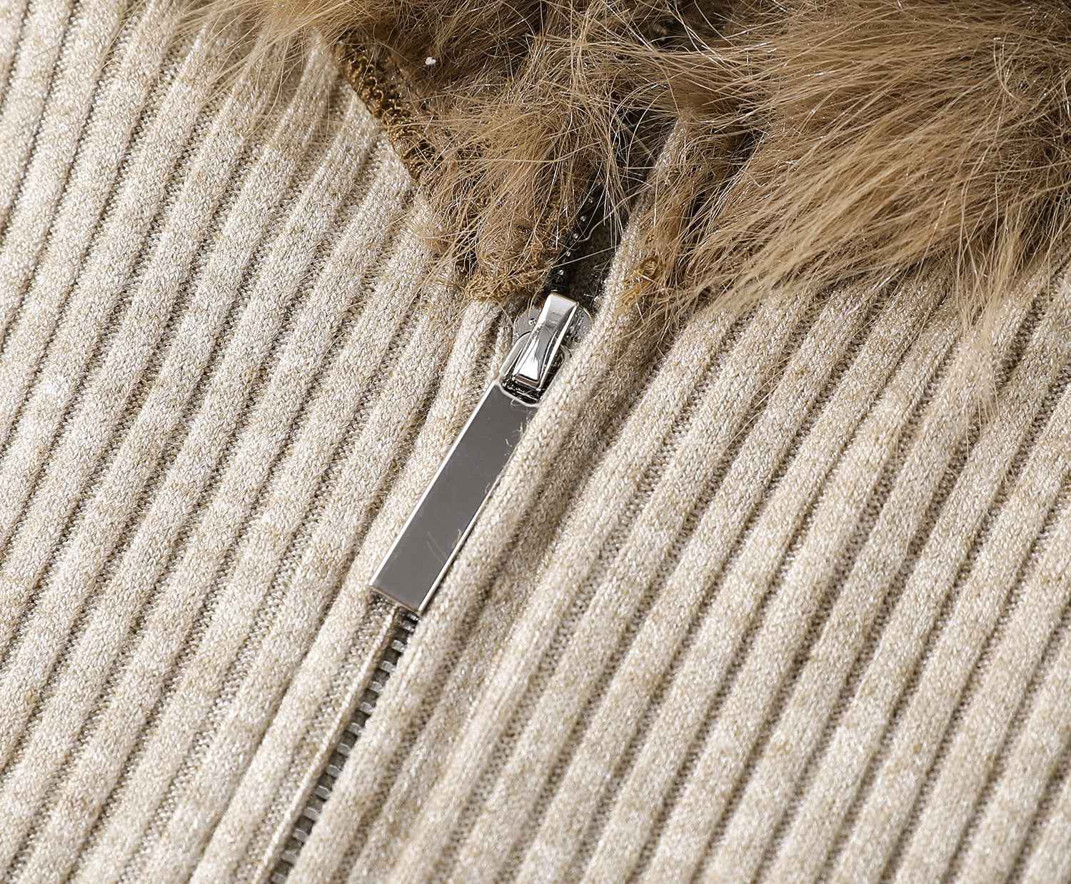 "High-End V-Neck Zip Cardigan" フリンジ Vネック ジップニット