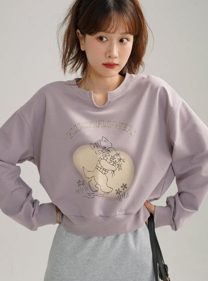 PRINT SHORT SWEATSHIRT