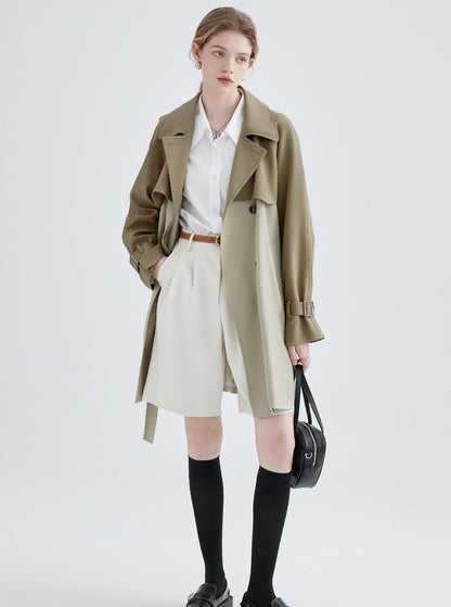 COLOR COMBINING TRENCH COAT