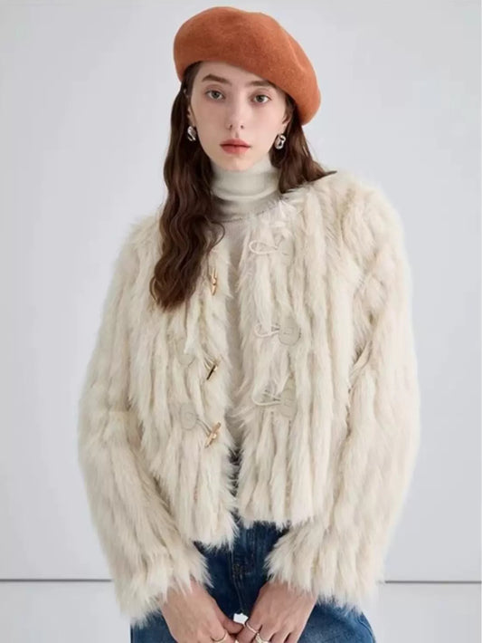 Faux fur short duffel coat for women エコファー ショート丈 ダッフル ジャケット コート