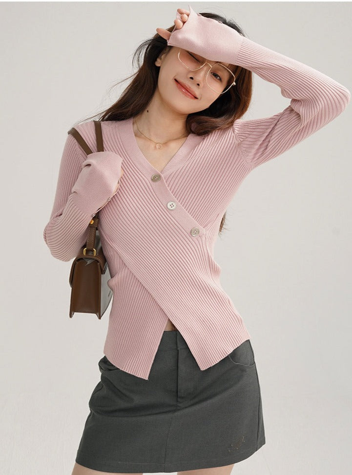 V-NECK LONG SLEEVE BLOUSE