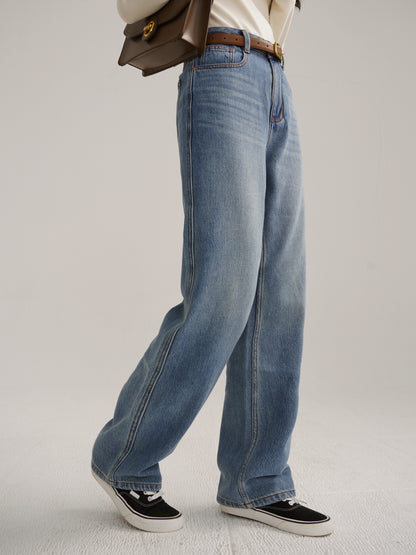 VINTAGE HIGH-WAISTE WIDE LEG JEANS ヴィンテージ加工 ハイウエスト ワイド ジーンズ