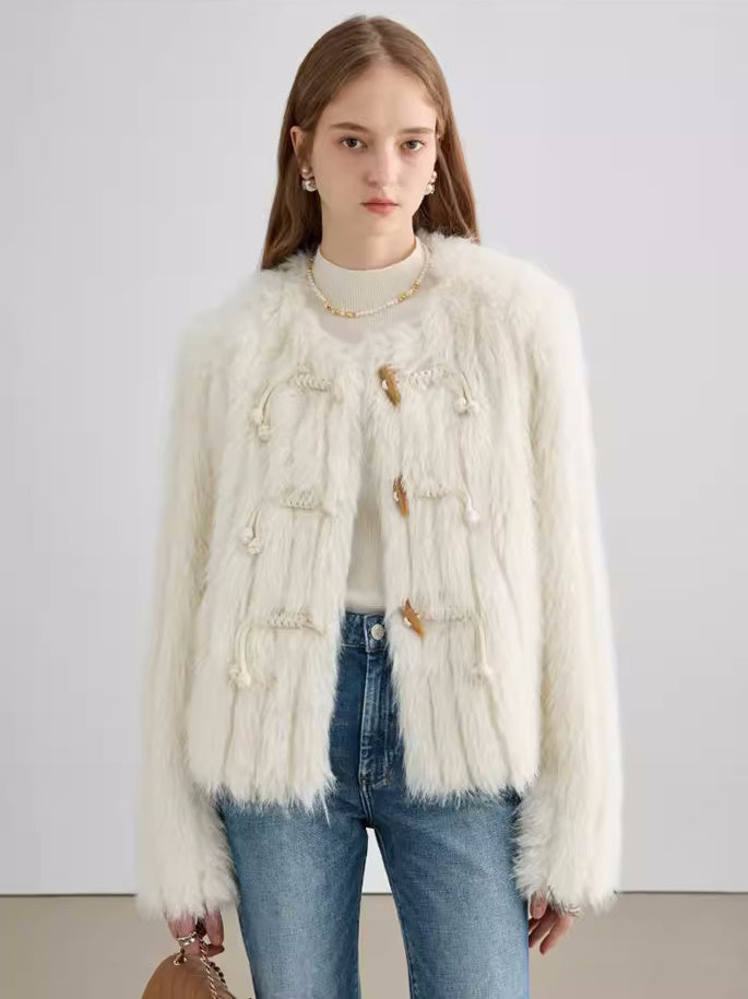 Faux fur string short duffel coat for women エコファー ショート丈 ダッフル ジャケット コート