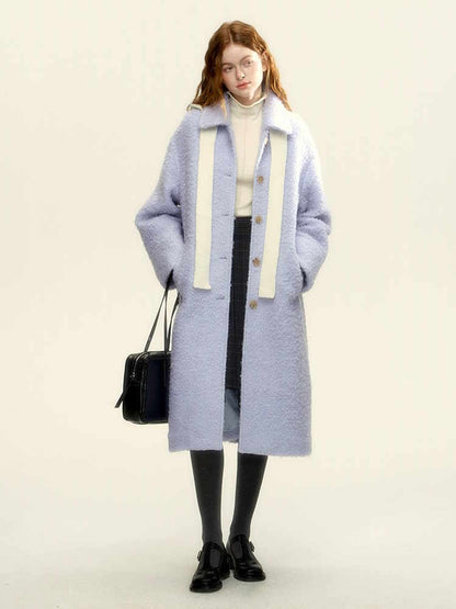 Luxury wool gray blue coat women's autumn new style wool coat ハイクラス ウールグレーブルーコート