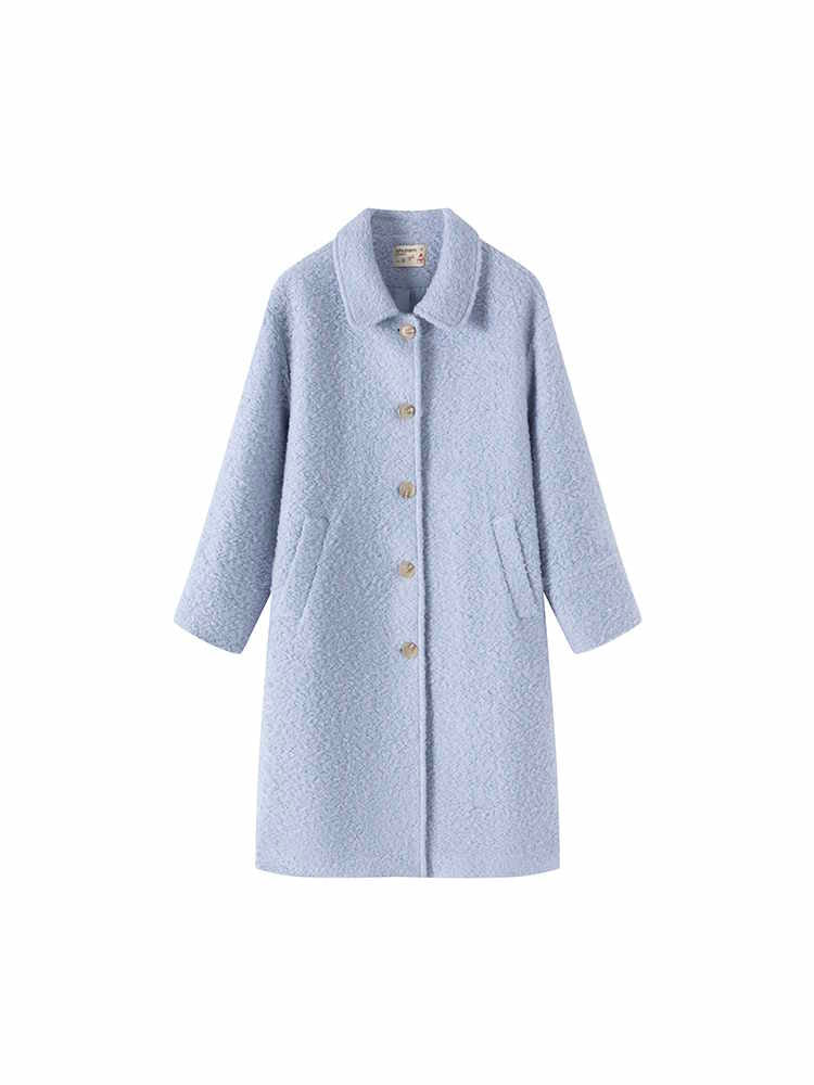 Luxury wool gray blue coat women's autumn new style wool coat ハイクラス ウールグレーブルーコート