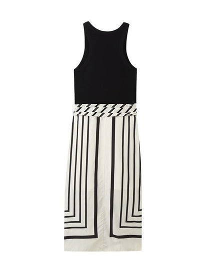 Striped No Sleeve Tank Top Long Dress ストライプ　ノースリーブ　ロングドレス