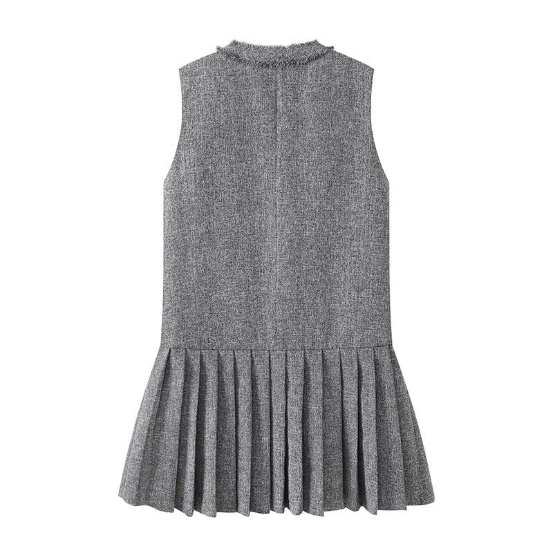 C Style Tweed Middle Length V Neck Dress ツイード　ミドル丈　Vネック　ドレス　ワンピース