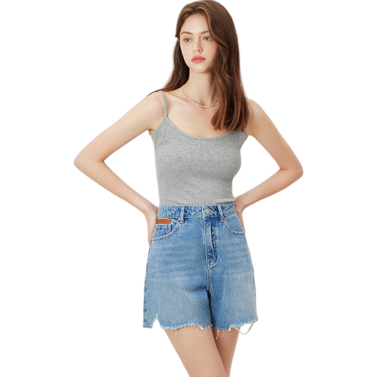 FANSILANEN fashionable high street denim shorts ハイストリートデニムショートパンツ