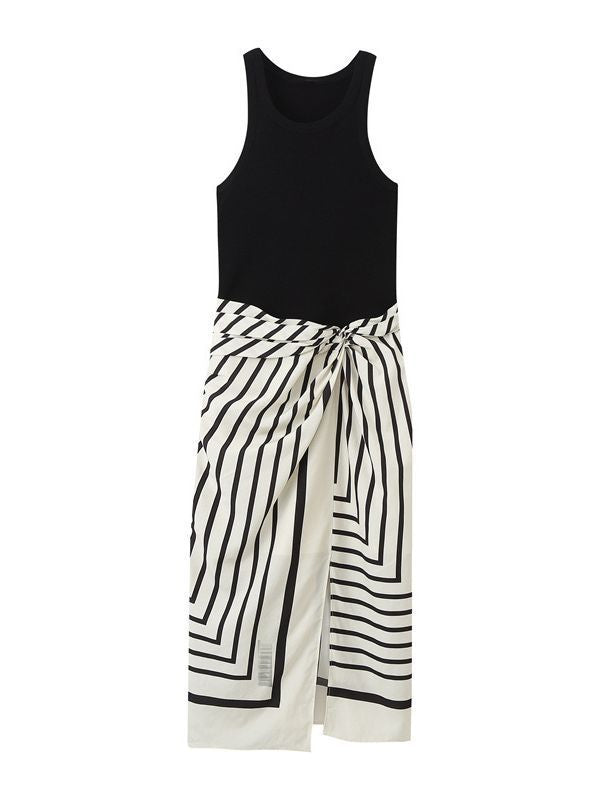 Striped No Sleeve Tank Top Long Dress ストライプ　ノースリーブ　ロングドレス