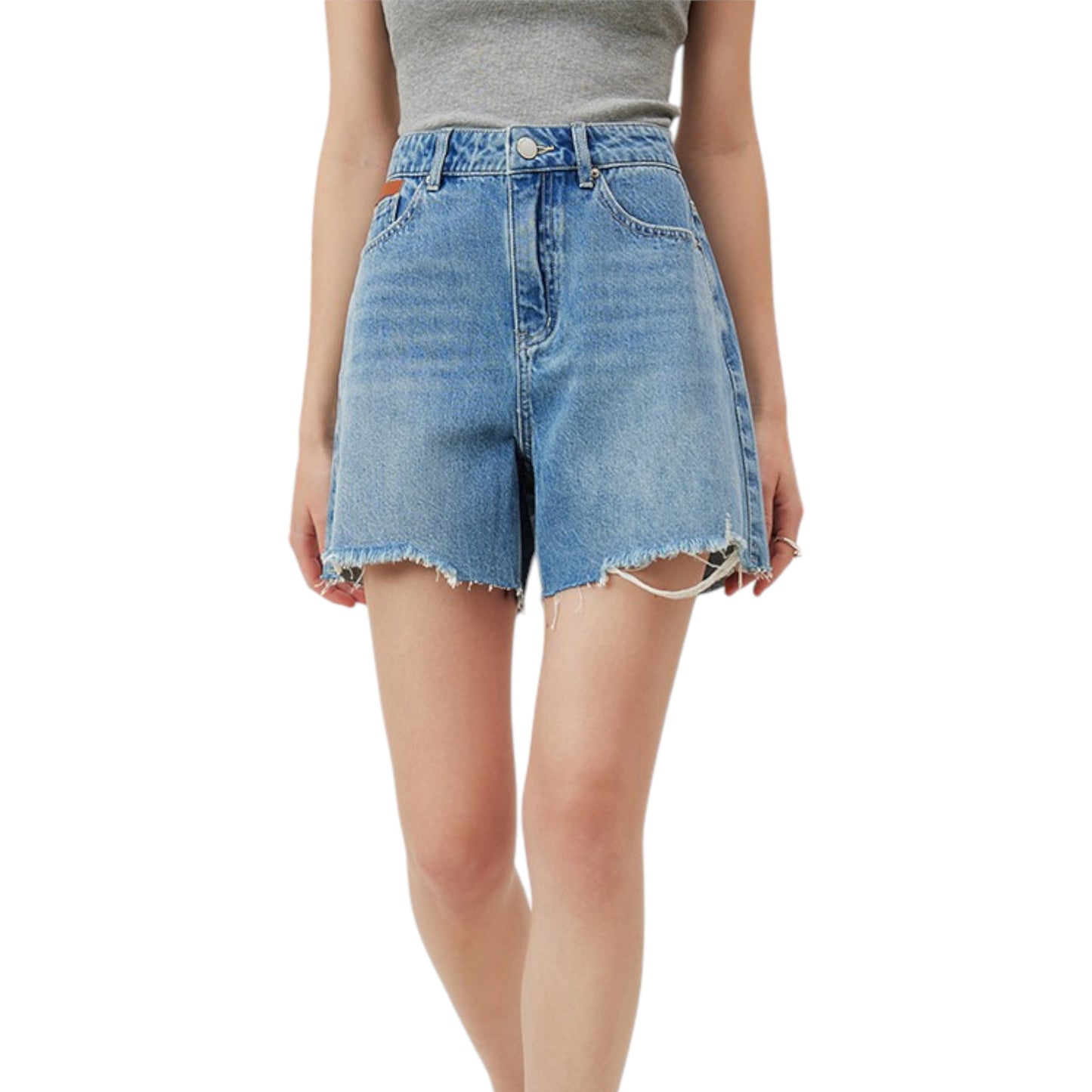 FANSILANEN fashionable high street denim shorts ハイストリートデニムショートパンツ