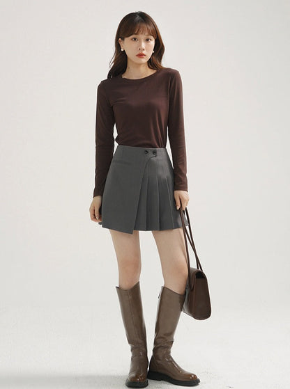 GRAY PLEATED SHORT SKIRT