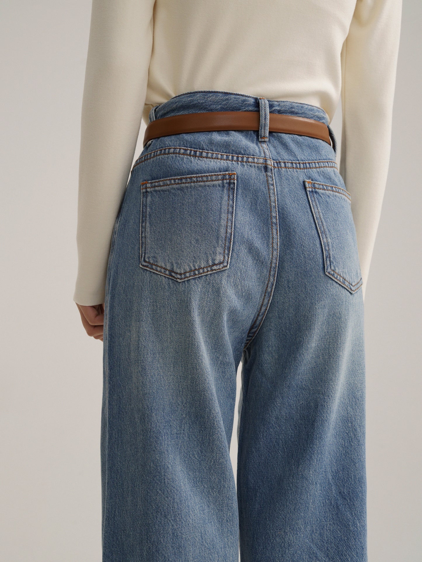 VINTAGE HIGH-WAISTE WIDE LEG JEANS ヴィンテージ加工 ハイウエスト ワイド ジーンズ