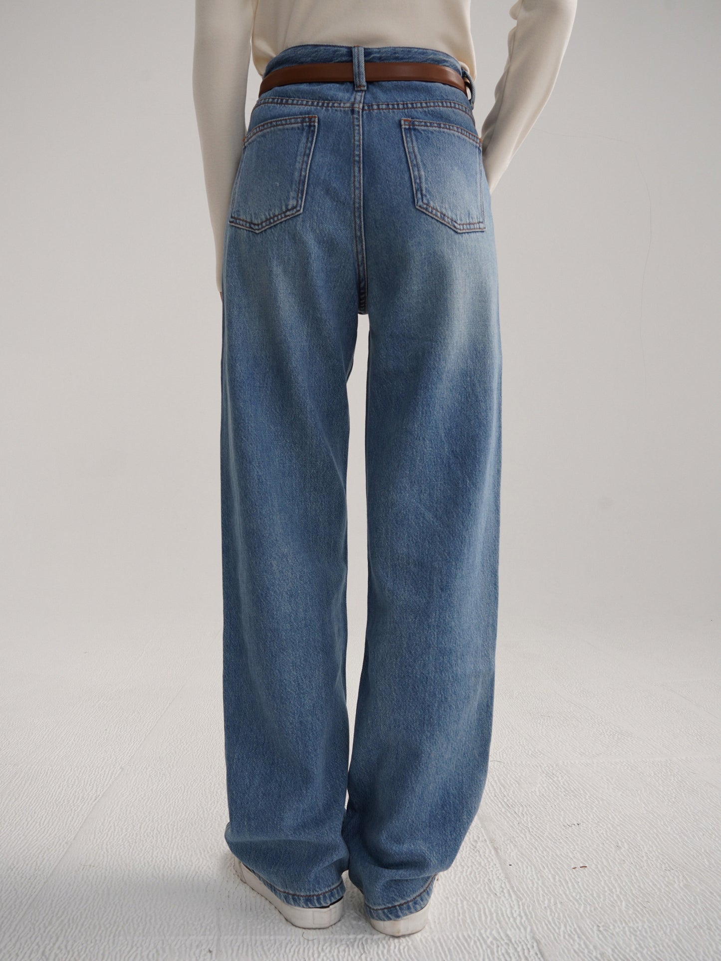 VINTAGE HIGH-WAISTE WIDE LEG JEANS ヴィンテージ加工 ハイウエスト ワイド ジーンズ