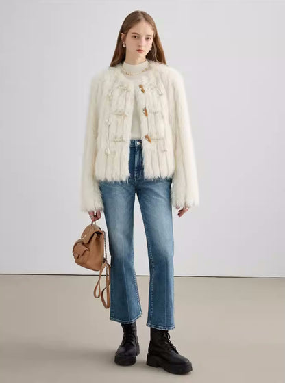 Faux fur string short duffel coat for women エコファー ショート丈 ダッフル ジャケット コート