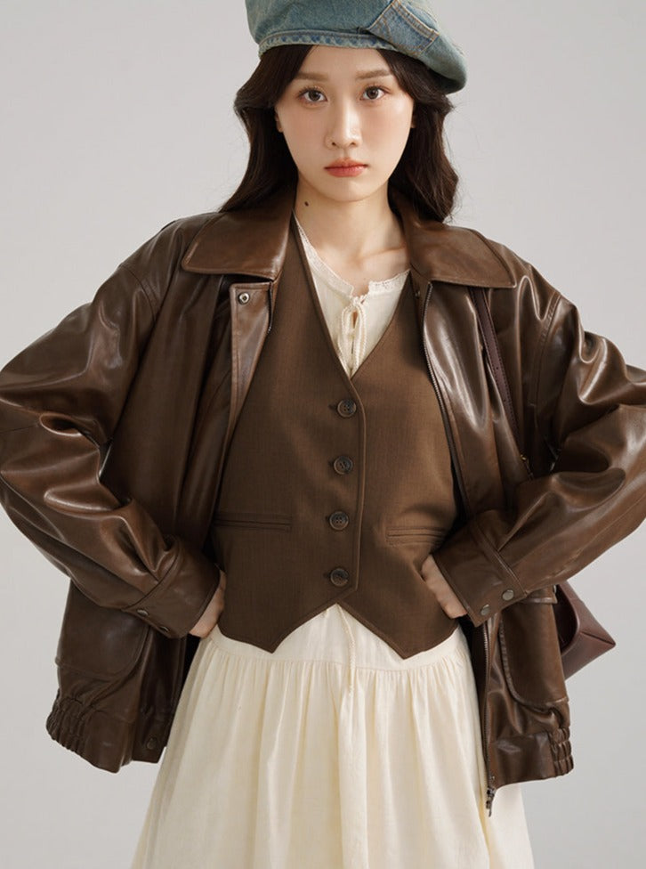 BROWN & BLACK LEATHER JACKET ブラウン&ブラック レザージャケット