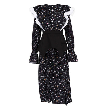 Elegant Floral Casual Long Sleeve Dress Loose Slim Women's Dress エレガントな花柄カジュアル長袖ドレスルーズスリムレディースドレス