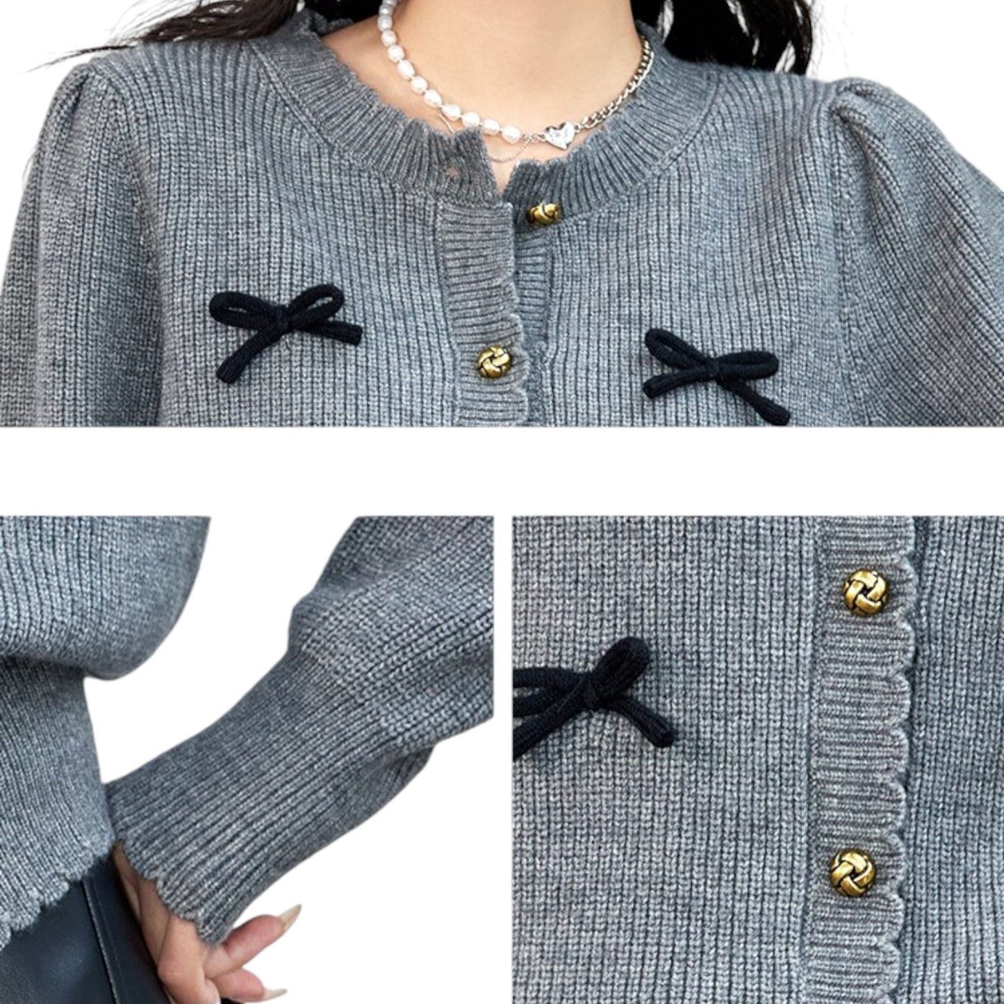 La Chapelle Puella fashion cardigan bow sweater ファッション カーディガン ボウ セーター