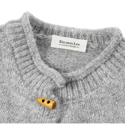 XinmonLee Horn button design sweet knitted cardigan ホーンボタンデザイン ニットカーディガン