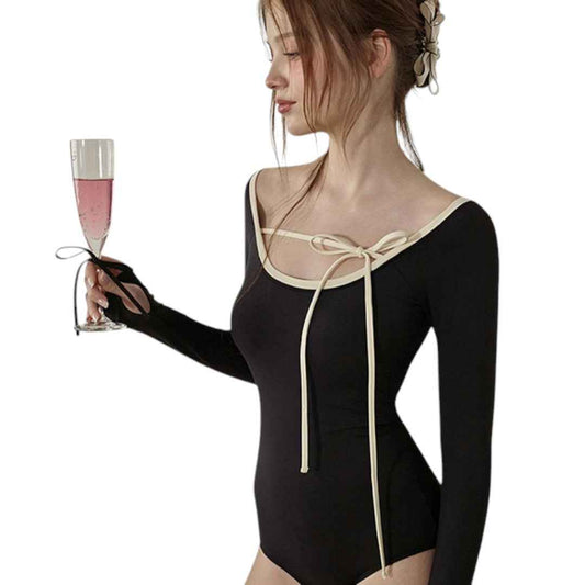 2tone one-piece ribbon bow Swim Suit トーン リボン スウィムウェア スウィムスーツ