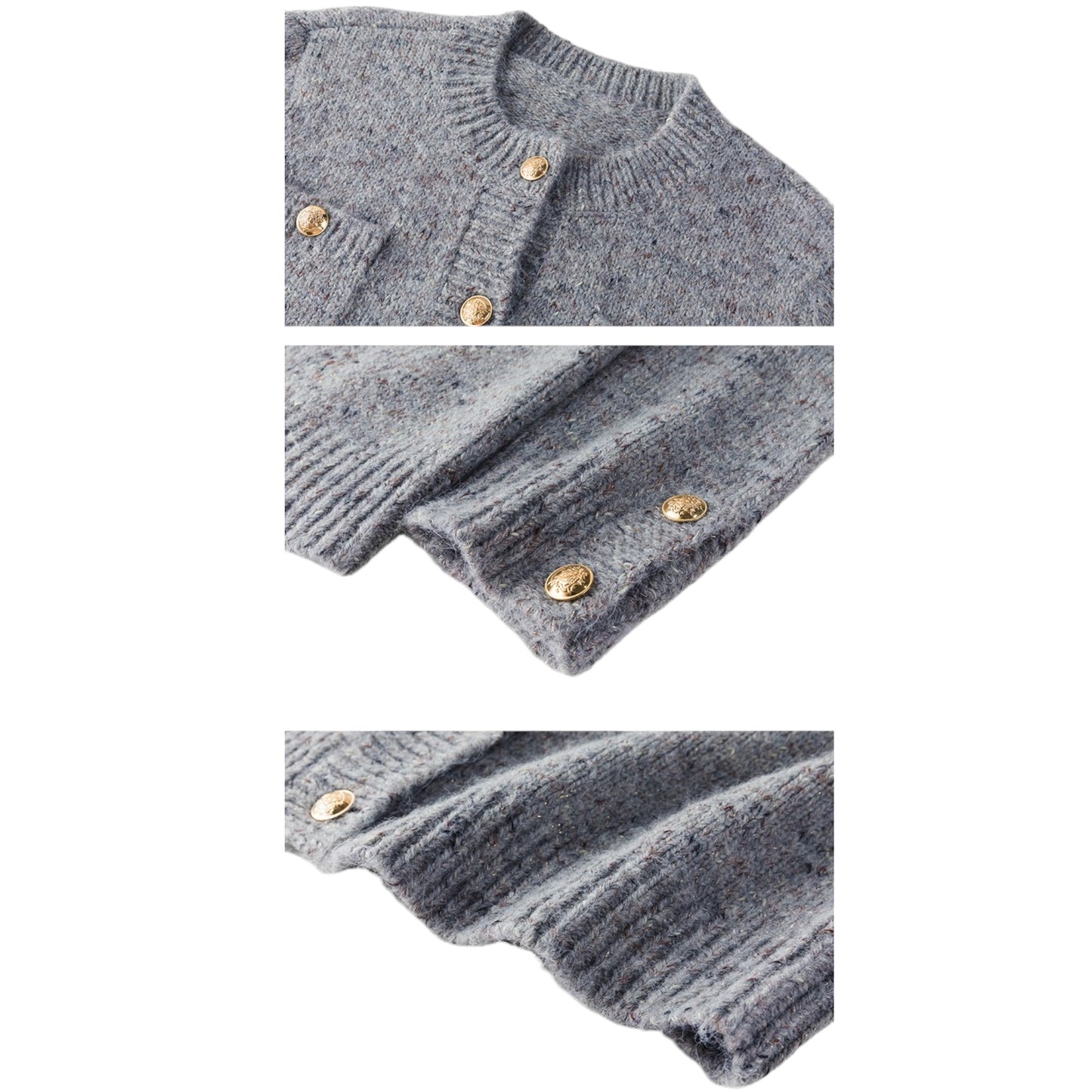 FANSILANEN Xiaoxiangfeng wool Korean style knitted cardigan シャネル風ウール 韓国ニットカーディガン