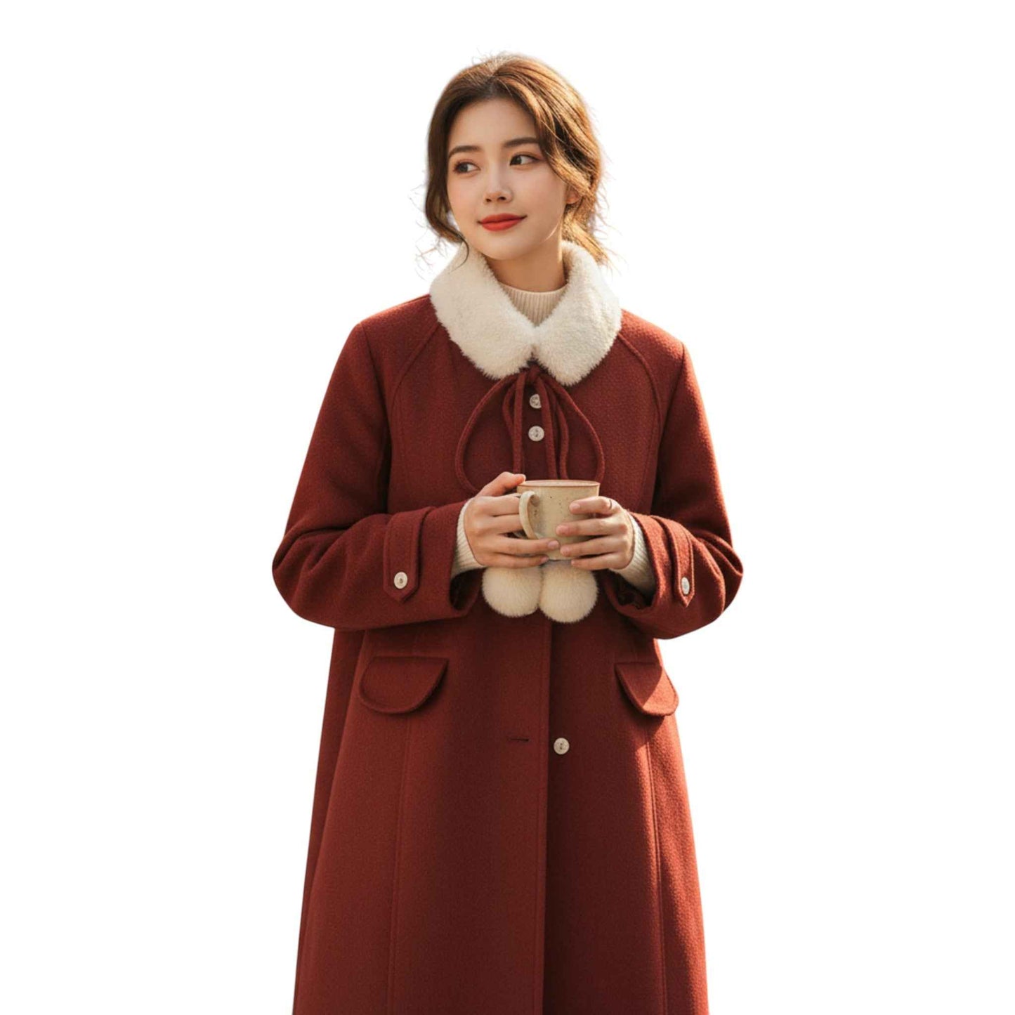 Elegant Hepburn Style Gray Coat - ヘップバーン ロングコート