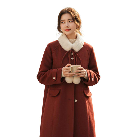 Elegant Hepburn Style Gray Coat - ヘップバーン ロングコート