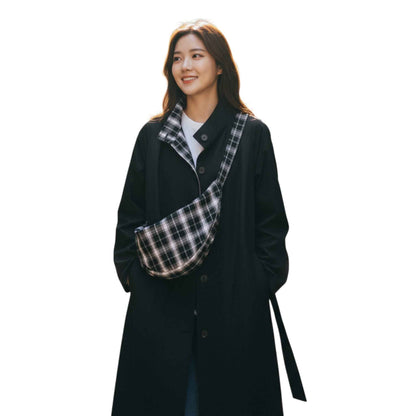 Autumn Muse | チェック柄異素材MIX トレンチコート