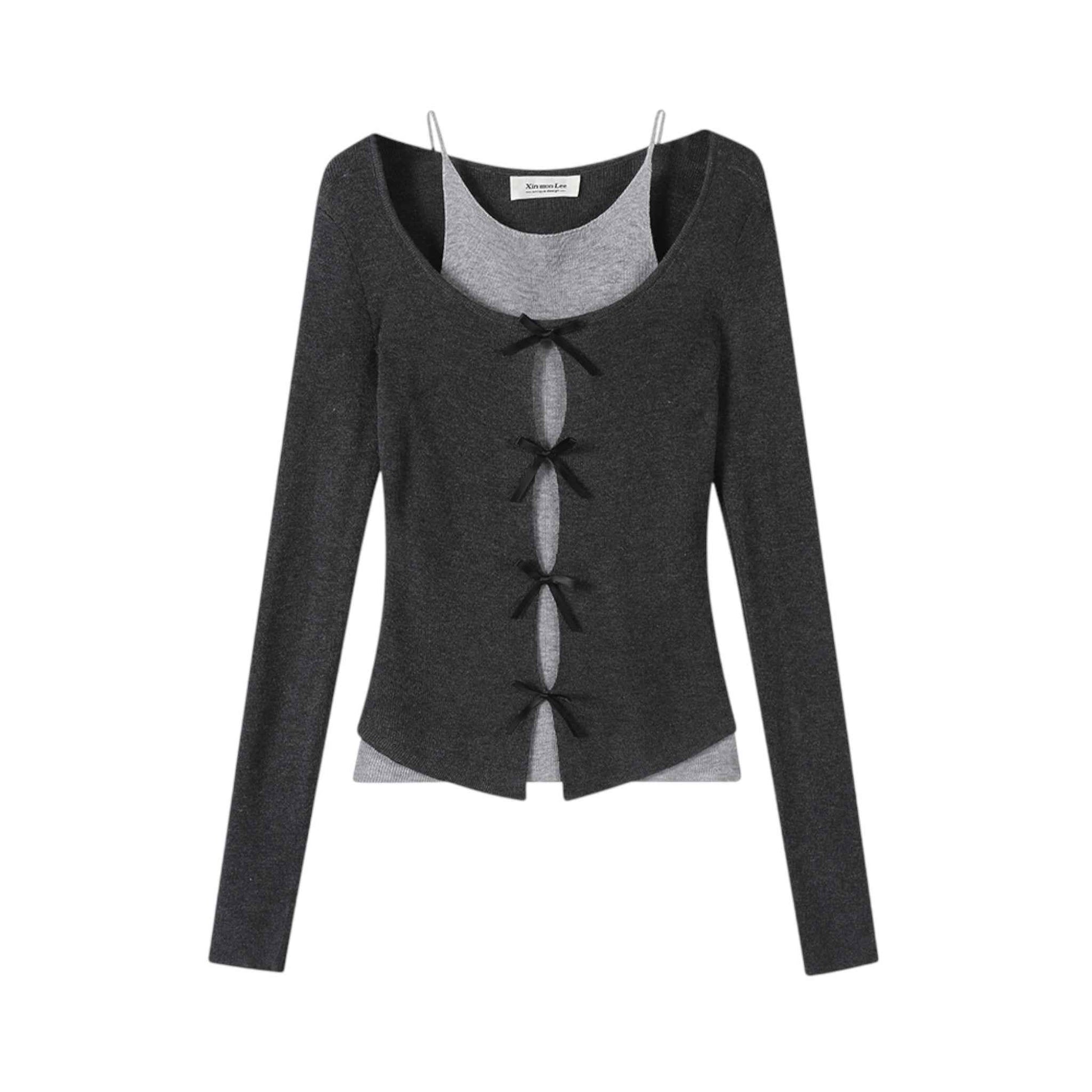 Éclat Rouge Cardigan | 深紅のレッド Vネックカーディガン