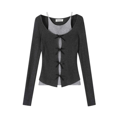 Éclat Rouge Cardigan | 深紅のレッド Vネックカーディガン