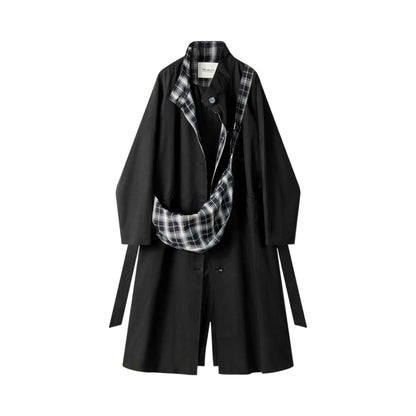 Autumn Muse | チェック柄異素材MIX トレンチコート
