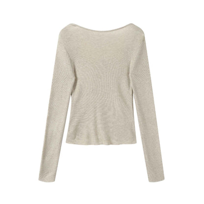 Éclat Rouge Cardigan | 深紅のレッド Vネックカーディガン