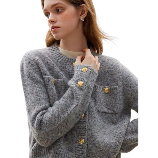 FANSILANEN Xiaoxiangfeng wool Korean style knitted cardigan シャネル風ウール 韓国ニットカーディガン