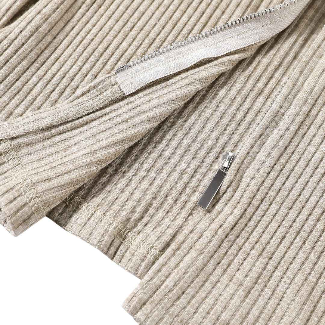 "High-End V-Neck Zip Cardigan" フリンジ Vネック ジップニット