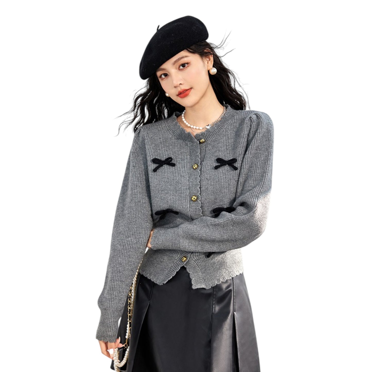 La Chapelle Puella fashion cardigan bow sweater ファッション カーディガン ボウ セーター