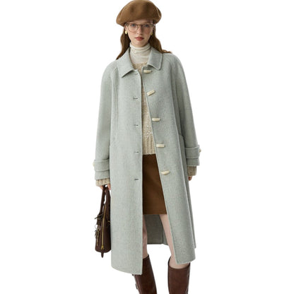 FANSILANEN imitation horn button retro lapel wool double-faced coat イミテーションホーンボタン レトロラペル ウール ダブルフェイスコート