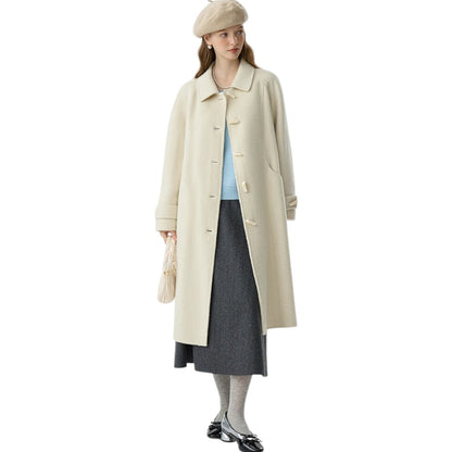 FANSILANEN imitation horn button retro lapel wool double-faced coat イミテーションホーンボタン レトロラペル ウール ダブルフェイスコート